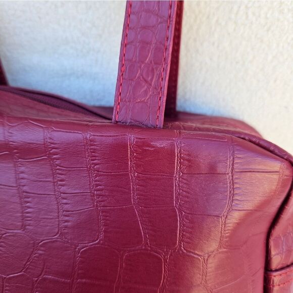 NWOT Red Faux Leather Cosmetic Bag - Picture 12 of 13